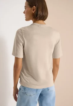 Kurzarm Bluse mit Split Neck und Bändern