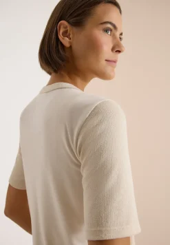Kurzarm Bluse mit Split Neck und Bändern