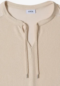 Kurzarm Bluse mit Split Neck und Bändern