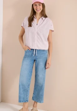 Kurzarm Bluse mit Streifenmuster