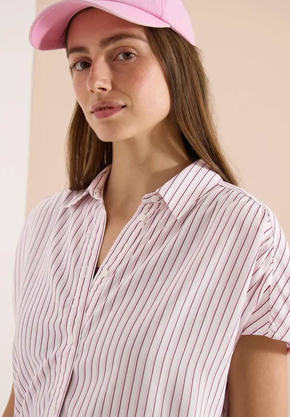 Kurzarm Bluse mit Streifenmuster