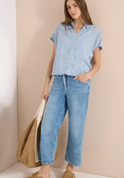 Kurzarm Bluse mit Streifenmuster
