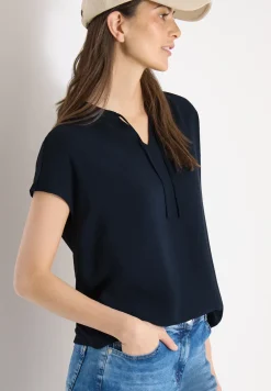 Kurzarm Bluse mit Strukturmix