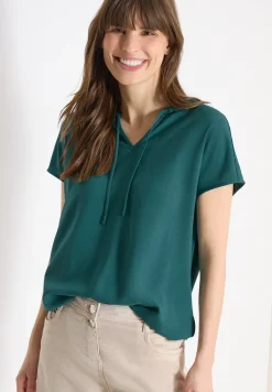 Kurzarm Bluse mit Strukturmix