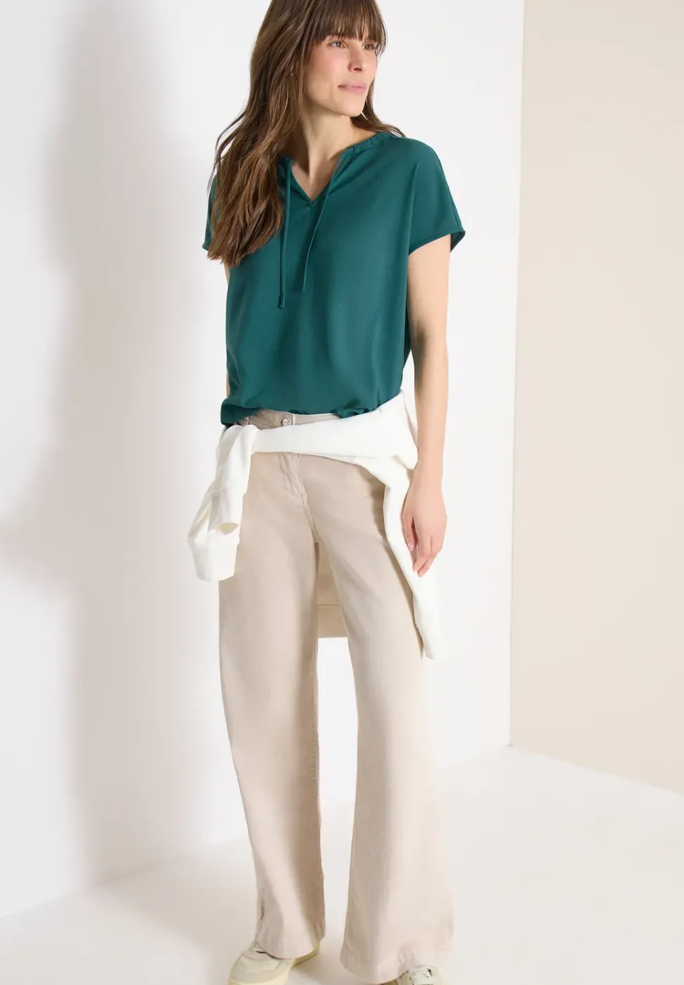 Kurzarm Bluse mit Strukturmix