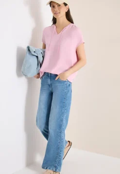 Kurzarm Bluse mit Strukturmix