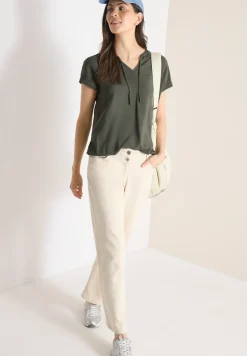 Kurzarm Bluse mit Strukturmix
