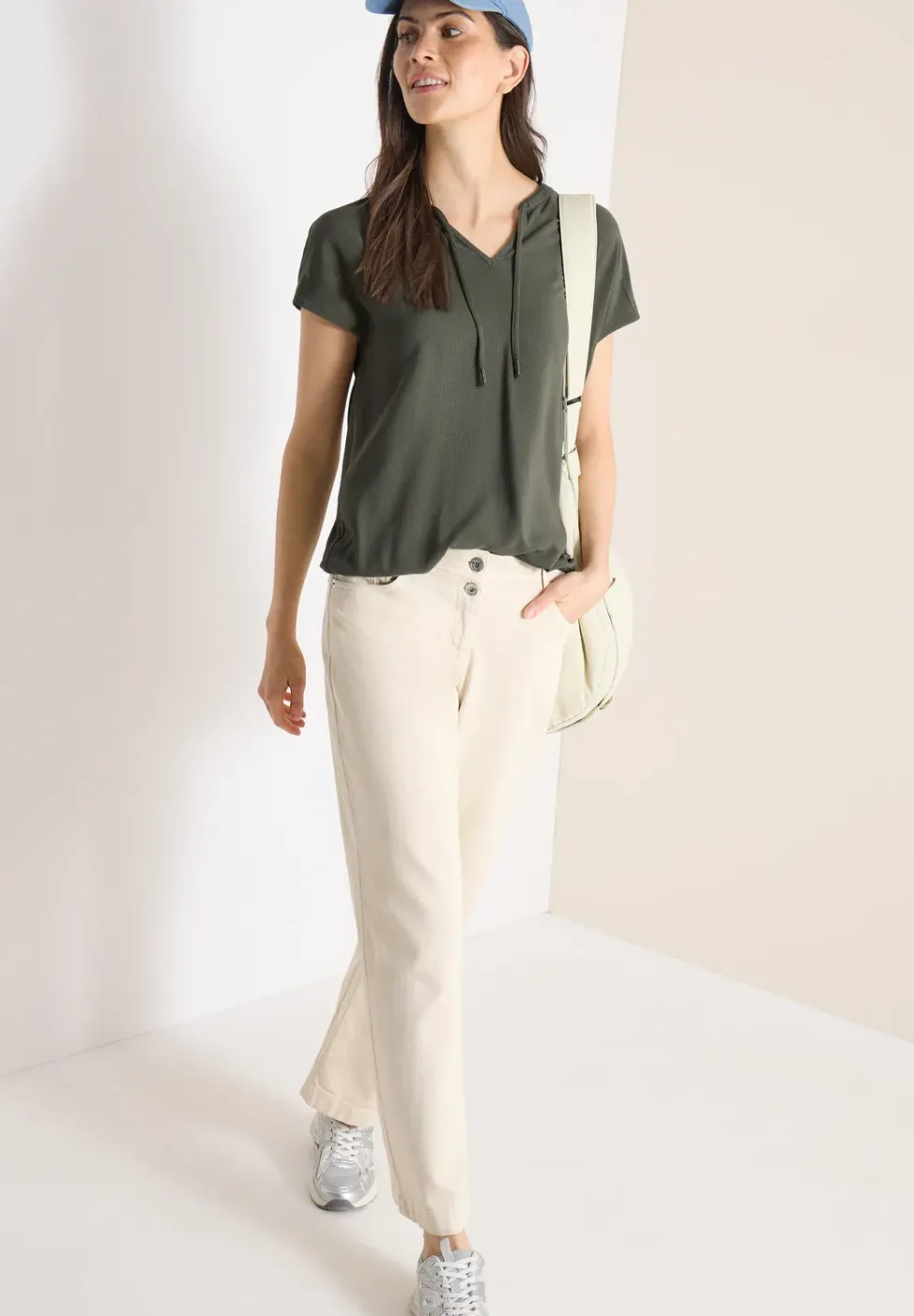 Kurzarm Bluse mit Strukturmix