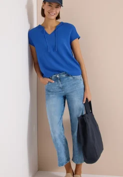Kurzarm Bluse mit Strukturmix