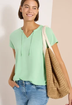 Kurzarm Bluse mit Strukturmix