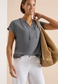Kurzarm Bluse mit Strukturmix