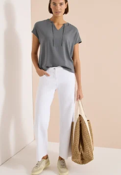 Kurzarm Bluse mit Strukturmix