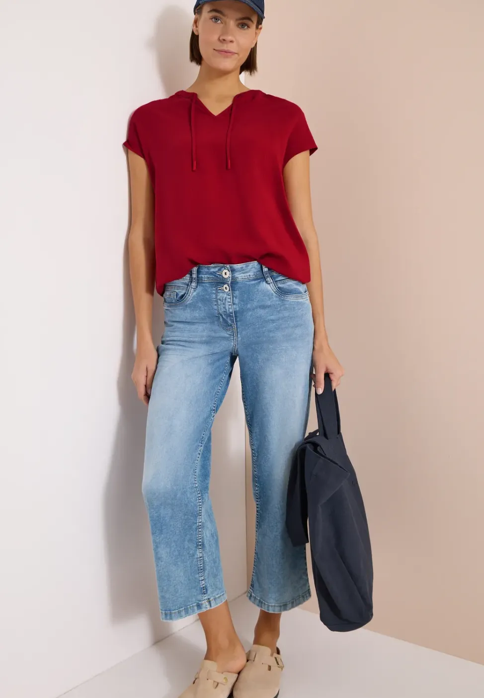 Kurzarm Bluse mit Strukturmix