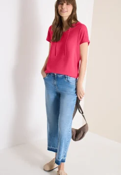 Kurzarm Bluse mit Strukturmix