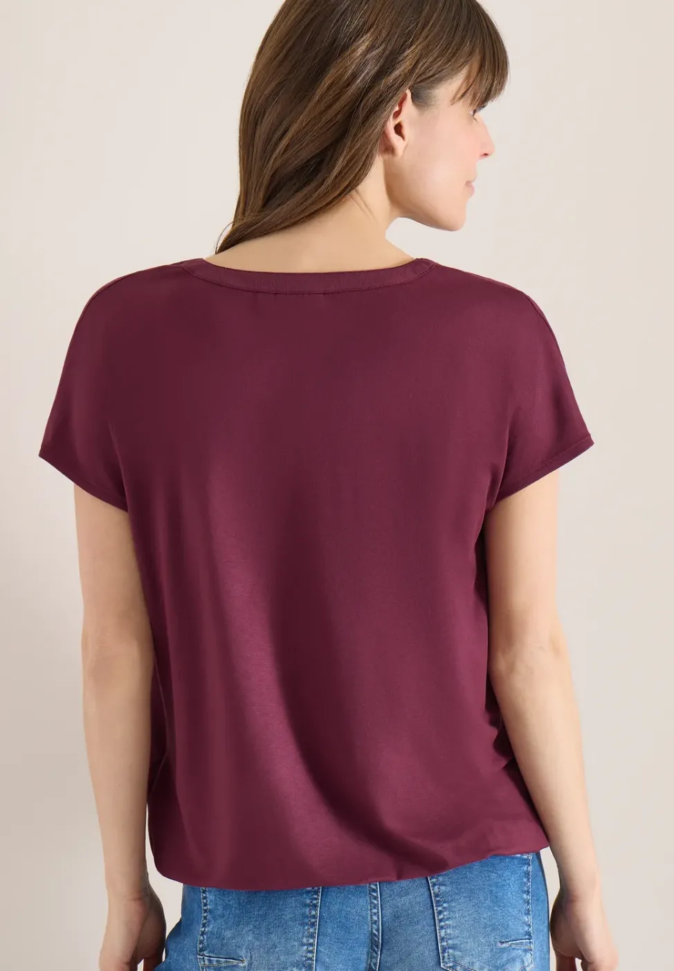 Kurzarm Bluse mit Strukturmix
