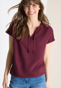 Kurzarm Bluse mit Strukturmix