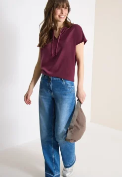 Kurzarm Bluse mit Strukturmix