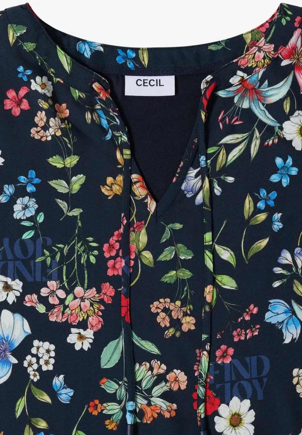Kurzarm Bluse mit Strukturmix und Print