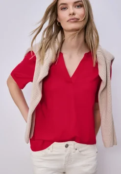 Kurzarm Bluse mit Turn-Up