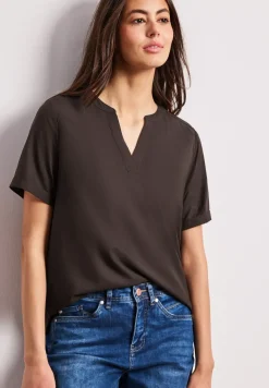 Kurzarm Bluse mit Turn-Up