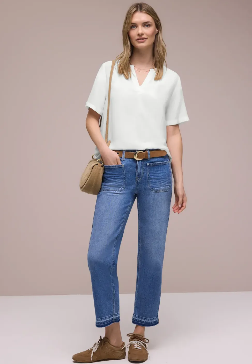 Kurzarm Bluse mit Turn-Up