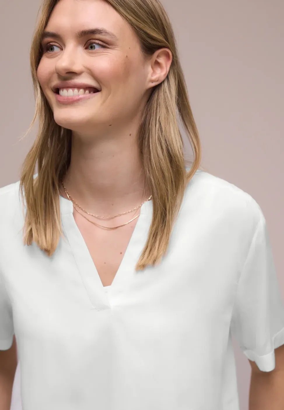 Kurzarm Bluse mit Turn-Up