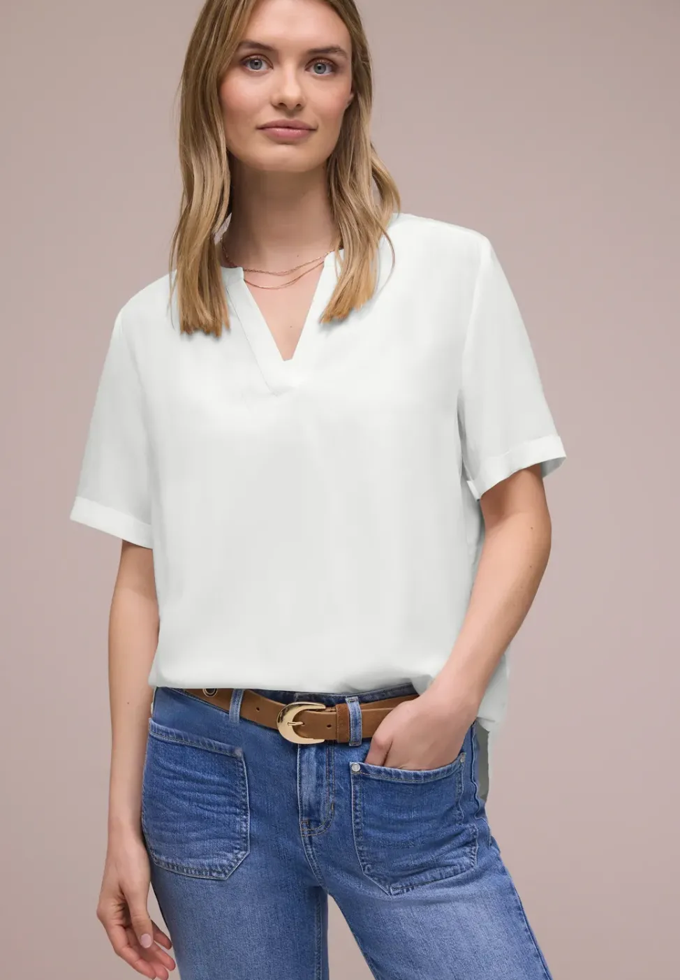 Kurzarm Bluse mit Turn-Up