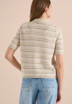 Kurzarm Cardigan mit Polokragen