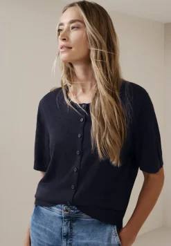 Kurzarm Cardigan mit Rundhals