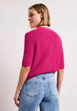 Kurzarm Cardigan mit V-Neck und Struktur