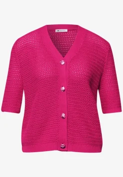 Kurzarm Cardigan mit V-Neck und Struktur