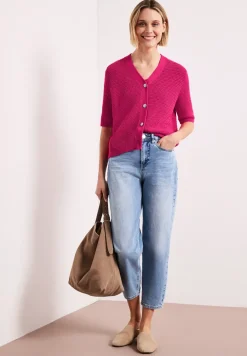 Kurzarm Cardigan mit V-Neck und Struktur
