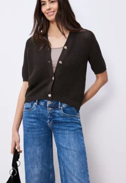 Kurzarm Cardigan mit V-Neck und Struktur