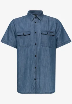 Kurzarm Hemd in Denim-Optik
