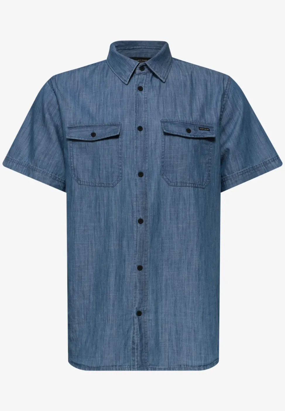 Kurzarm Hemd in Denim-Optik