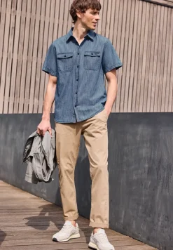Kurzarm Hemd in Denim-Optik