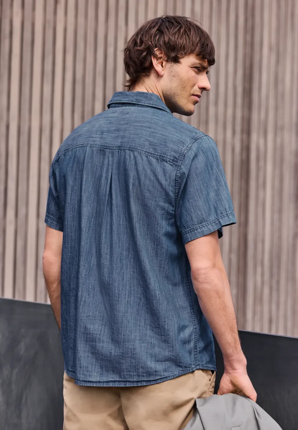 Kurzarm Hemd in Denim-Optik