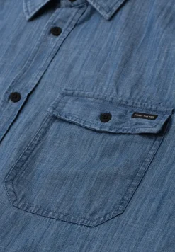 Kurzarm Hemd in Denim-Optik
