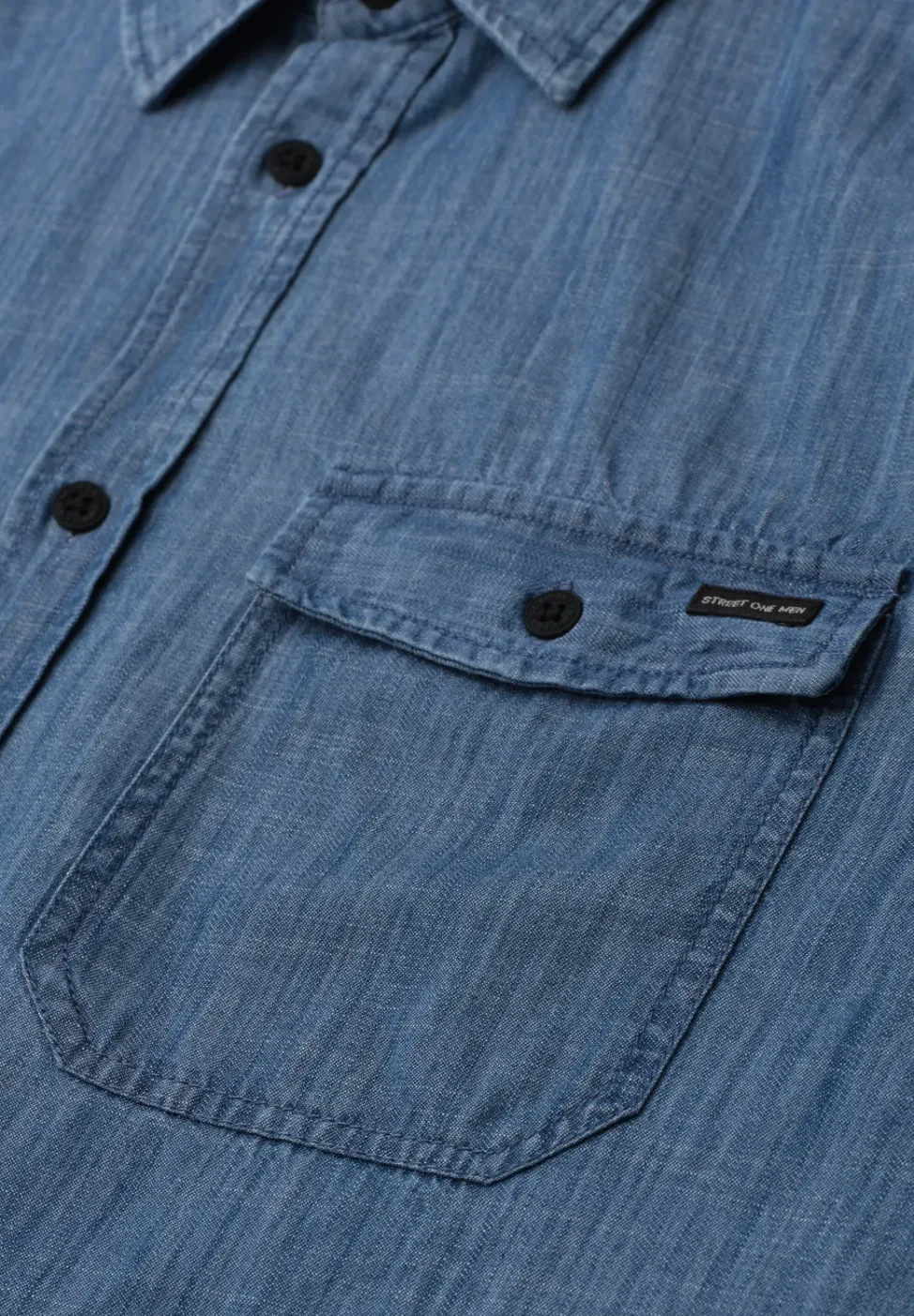 Kurzarm Hemd in Denim-Optik
