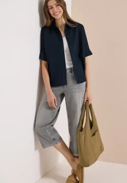 Kurzarm Hemdbluse aus reinem Leinen