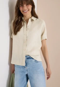 Kurzarm Hemdbluse aus reinem Leinen