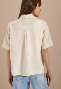 Kurzarm Hemdbluse aus reinem Leinen