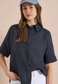 Kurzarm Hemdbluse aus reinem Leinen