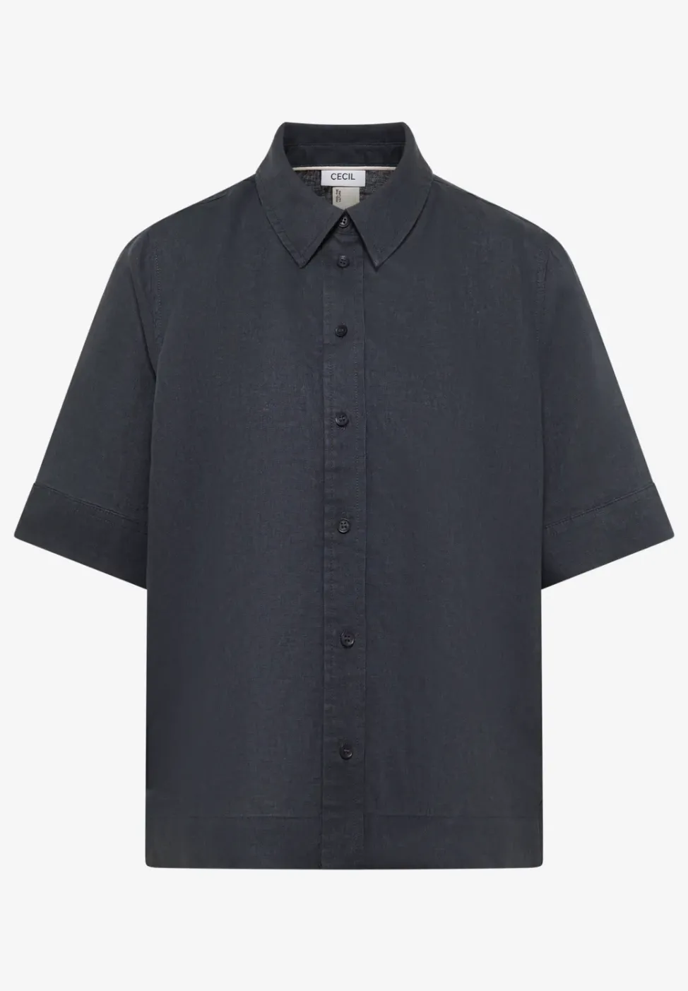 Kurzarm Hemdbluse aus reinem Leinen