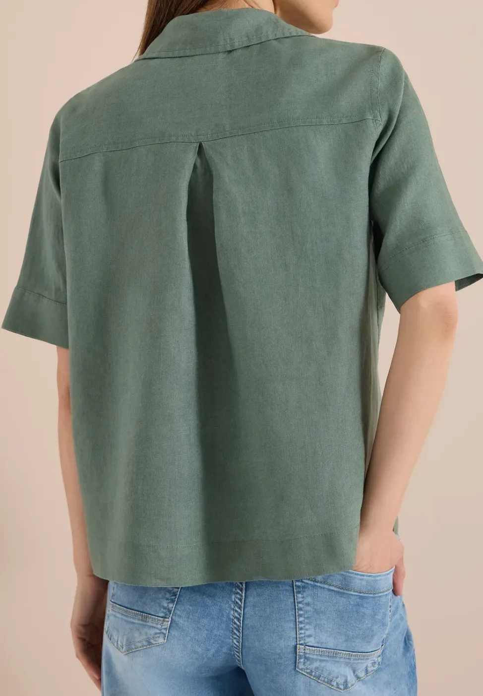 Kurzarm Hemdbluse aus reinem Leinen