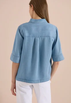 Kurzarm Hemdbluse im Denim-Look