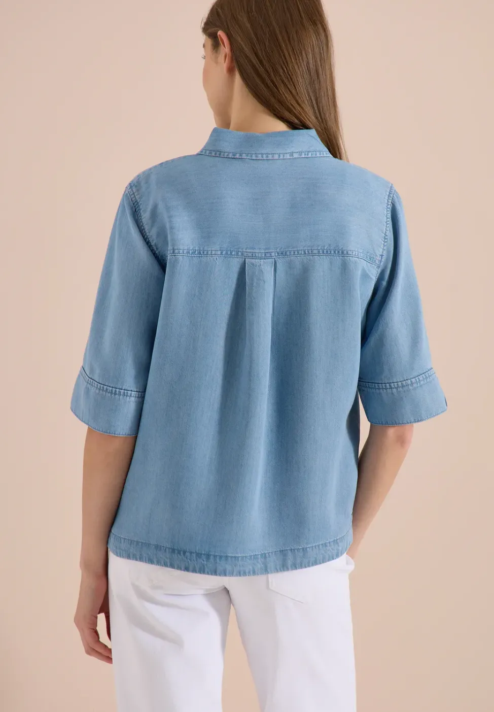 Kurzarm Hemdbluse im Denim-Look