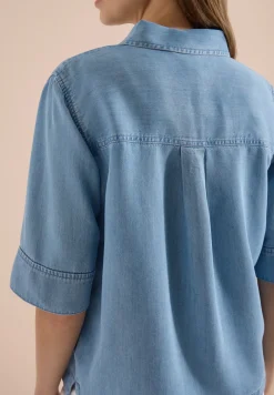 Kurzarm Hemdbluse im Denim-Look