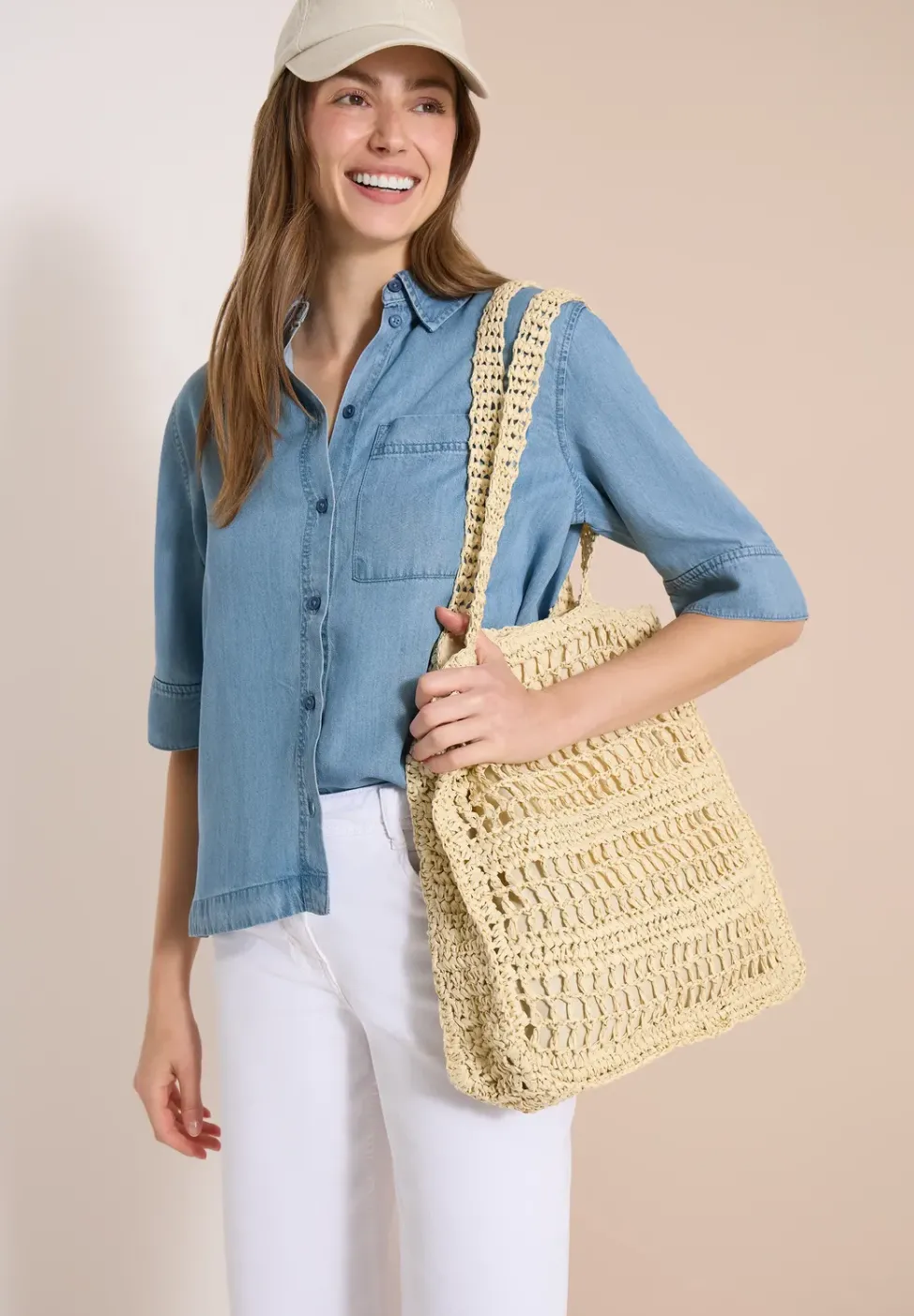 Kurzarm Hemdbluse im Denim-Look