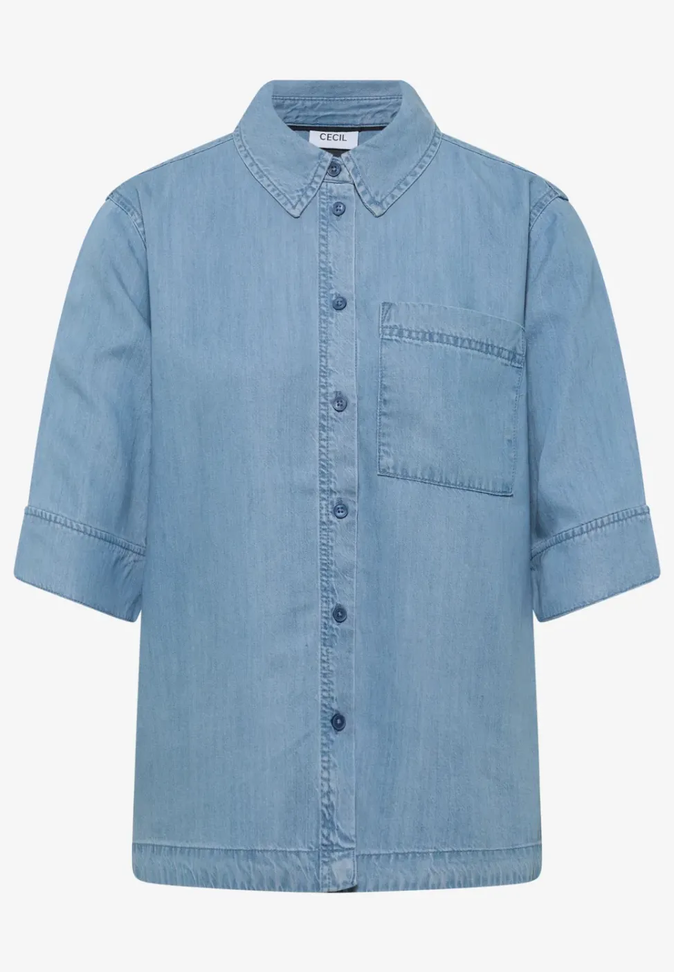 Kurzarm Hemdbluse im Denim-Look